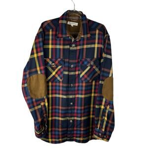 Basic Options Colorful Plaid Flannel Button Down Shirt Shacket Size Medium